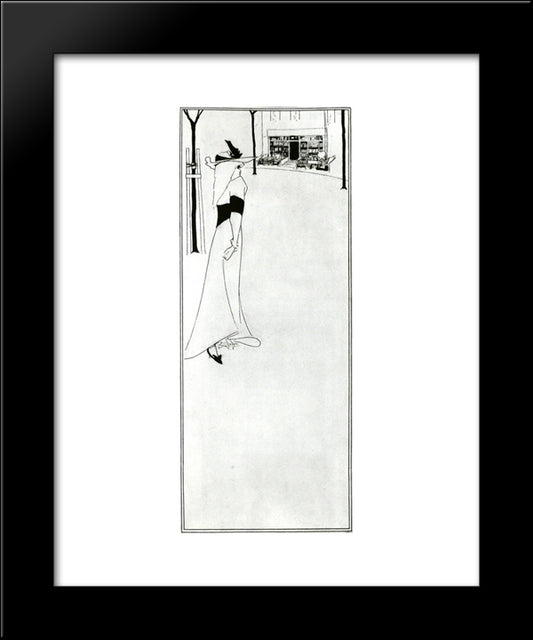 Poster Of Girl And A Bookshop 20x24 Black Modern Wood Framed Art Print Poster by Beardsley, Aubrey