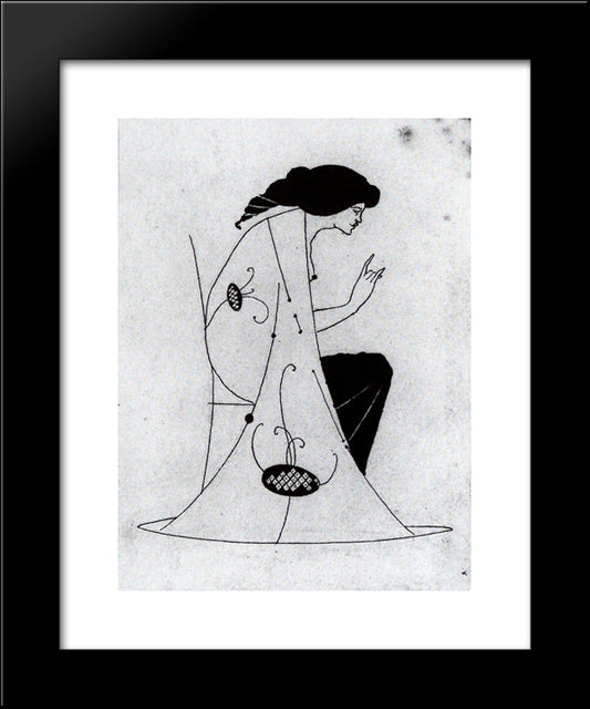 Seated Lady 20x24 Black Modern Wood Framed Art Print Poster by Beardsley, Aubrey