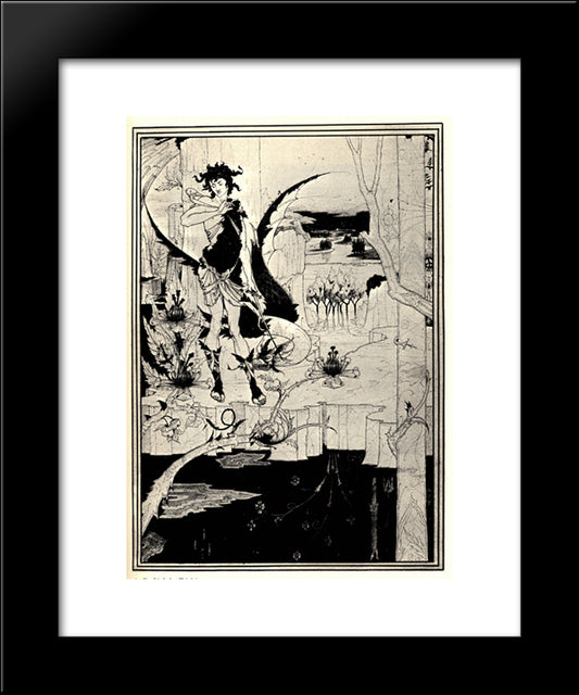 Siegfried Illustration, Act Ii 20x24 Black Modern Wood Framed Art Print Poster by Beardsley, Aubrey
