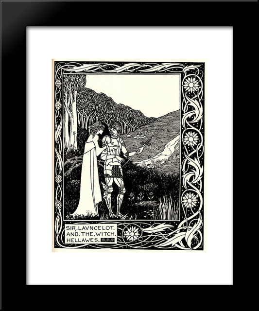 Sir Launcelot And The Witch Hellawes 20x24 Black Modern Wood Framed Art Print Poster by Beardsley, Aubrey