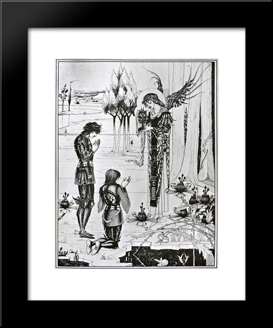The Achieving Of The Sangreal 20x24 Black Modern Wood Framed Art Print Poster by Beardsley, Aubrey