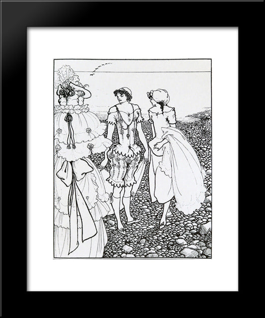 The Bathers 20x24 Black Modern Wood Framed Art Print Poster by Beardsley, Aubrey