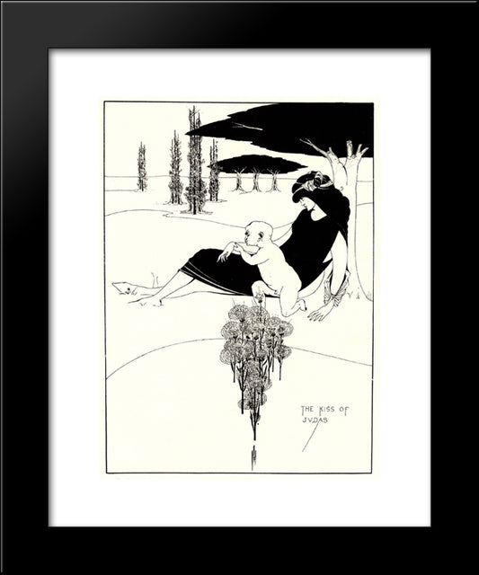 The Kiss Of Judas 20x24 Black Modern Wood Framed Art Print Poster by Beardsley, Aubrey
