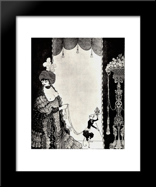 The Lady With The Monkey 20x24 Black Modern Wood Framed Art Print Poster by Beardsley, Aubrey