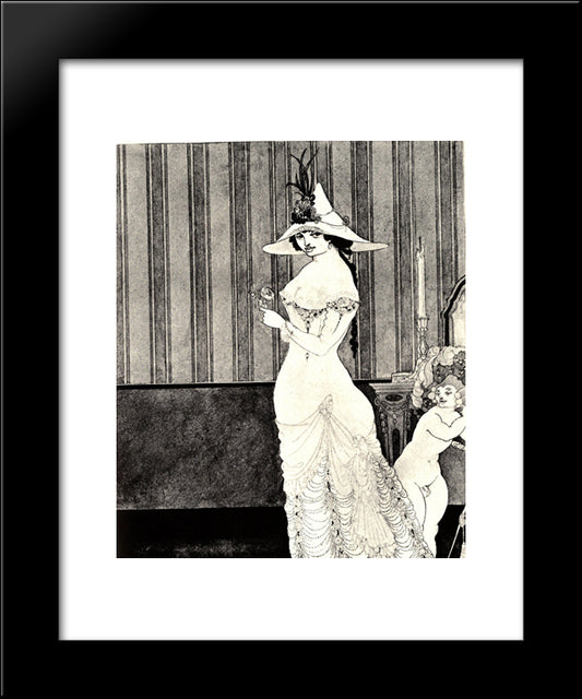 The Lady With The Rose 20x24 Black Modern Wood Framed Art Print Poster by Beardsley, Aubrey