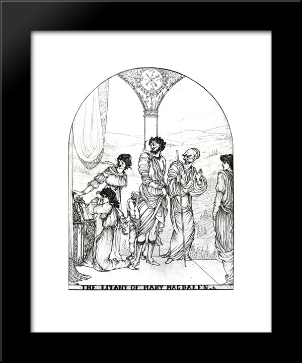 The Litany Of Mary Magdalen 20x24 Black Modern Wood Framed Art Print Poster by Beardsley, Aubrey