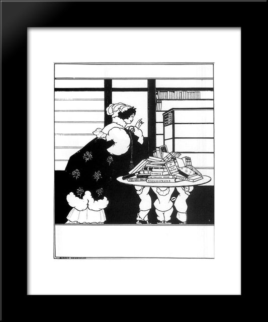 Woman In A Bookshop 20x24 Black Modern Wood Framed Art Print Poster by Beardsley, Aubrey