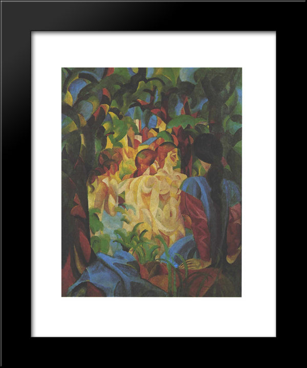 Bathing Girls With Town In The Backgraund 20x24 Black Modern Wood Framed Art Print Poster by Macke, August