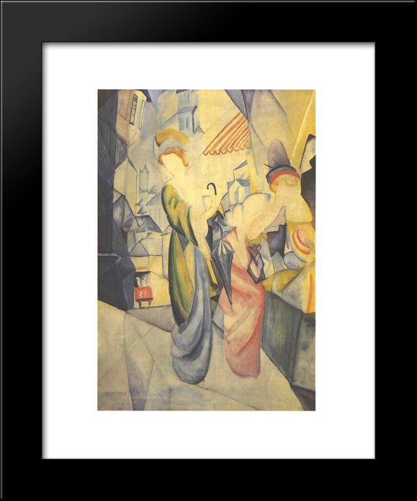 Bright Woman In Front Of A Hat Store 20x24 Black Modern Wood Framed Art Print Poster by Macke, August