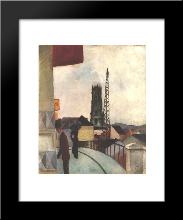 Catedral Of Freiburg In The Switzerland 20x24 Black Modern Wood Framed Art Print Poster by Macke, August