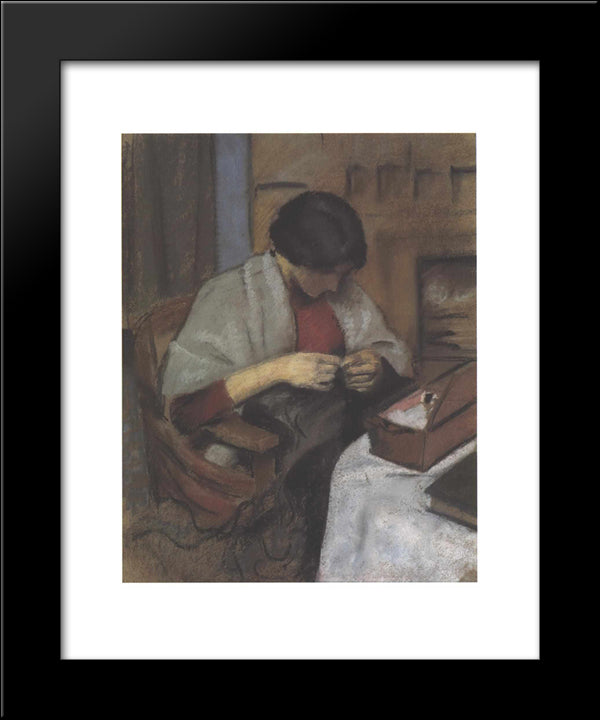 Elisabeth Gerhard Sewing 20x24 Black Modern Wood Framed Art Print Poster by Macke, August