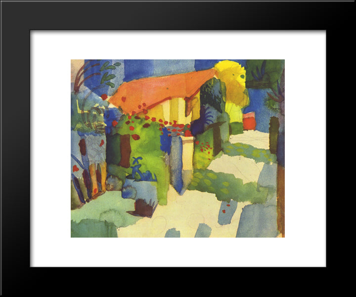 House In The Garden 20x24 Black Modern Wood Framed Art Print Poster by Macke, August