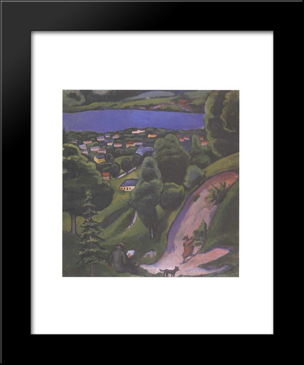 Landscape On The Teggernsee With A Reading Man 20x24 Black Modern Wood Framed Art Print Poster by Macke, August