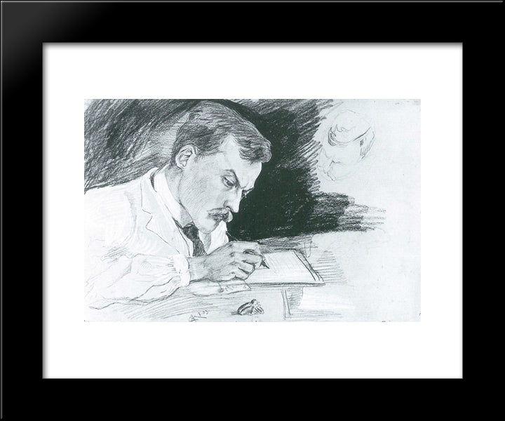Portrait Of Dr. Ludwig Deubner, Writing 20x24 Black Modern Wood Framed Art Print Poster by Macke, August