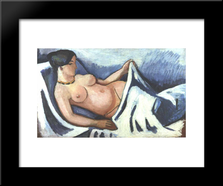Reclining Female Nude 20x24 Black Modern Wood Framed Art Print Poster by Macke, August