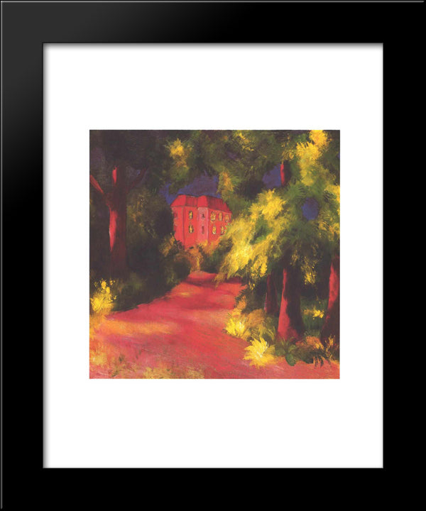 Red House In Park 20x24 Black Modern Wood Framed Art Print Poster by Macke, August