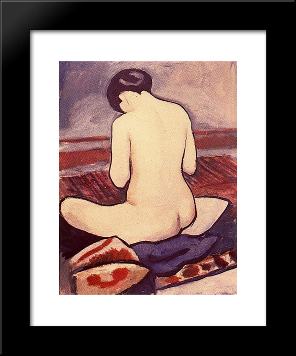Seated Female With A Pillow 20x24 Black Modern Wood Framed Art Print Poster by Macke, August