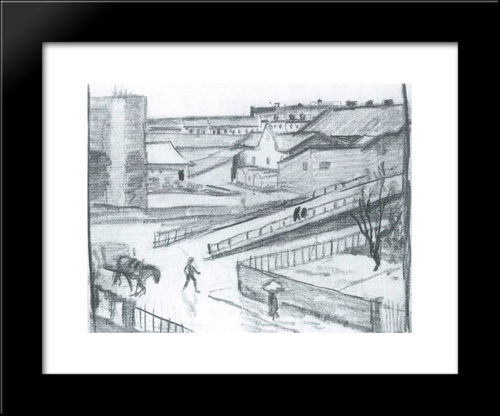 Sketch Of The Bridge 20x24 Black Modern Wood Framed Art Print Poster by Macke, August