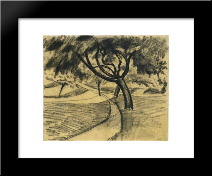 Trees And Fields 20x24 Black Modern Wood Framed Art Print Poster by Macke, August