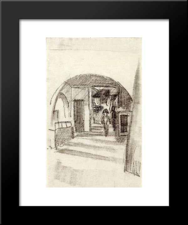 Under The Arcades 20x24 Black Modern Wood Framed Art Print Poster by Macke, August