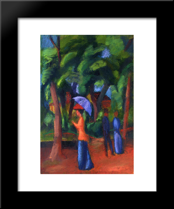 Walking In The Park 20x24 Black Modern Wood Framed Art Print Poster by Macke, August