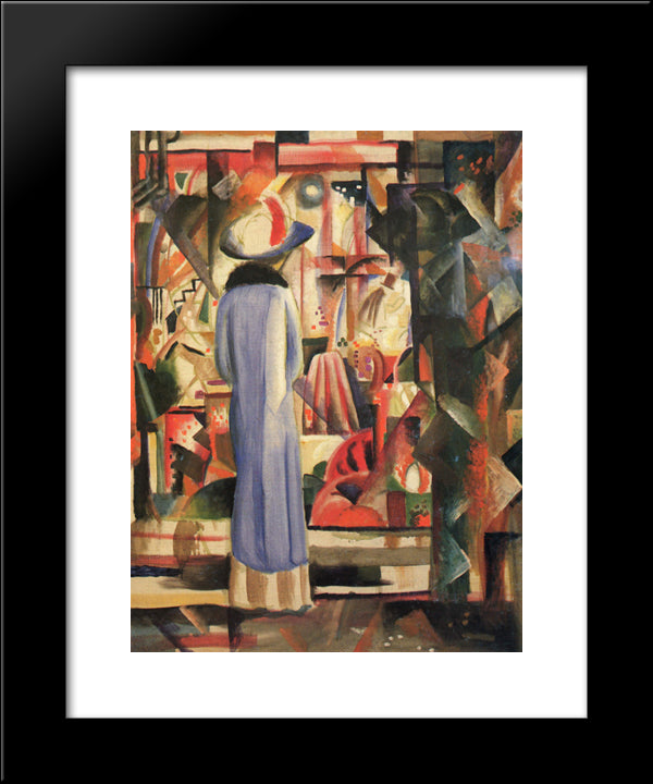 Woman In Front Of A Large Illuminated Window 20x24 Black Modern Wood Framed Art Print Poster by Macke, August