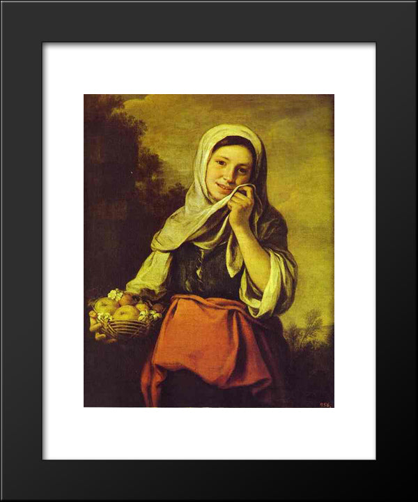 A Girl With Fruits 20x24 Black Modern Wood Framed Art Print Poster by Murillo, Bartolome Esteban