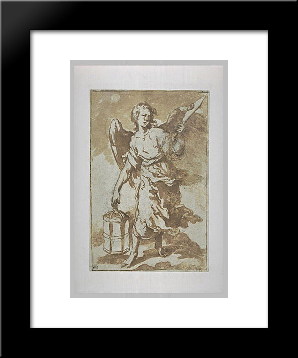Angel Holding The Lantern And The Sword That Was Used To Cut The Ear Of Malchus 20x24 Black Modern Wood Framed Art Print Poster by Murillo, Bartolome Esteban