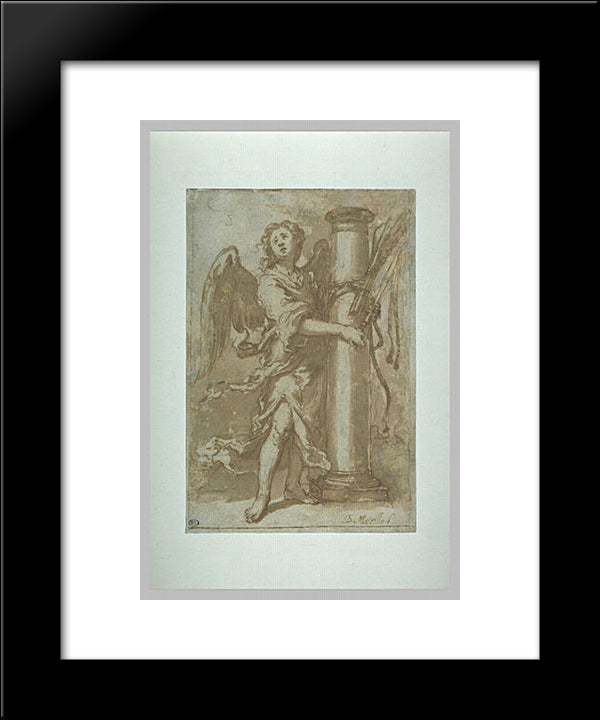 Angel With The Instruments Of Whipping 20x24 Black Modern Wood Framed Art Print Poster by Murillo, Bartolome Esteban