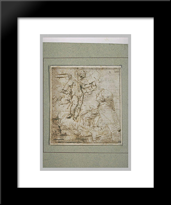 Appearance Of The Christ Child To Saint Anthony Of Padua 20x24 Black Modern Wood Framed Art Print Poster by Murillo, Bartolome Esteban