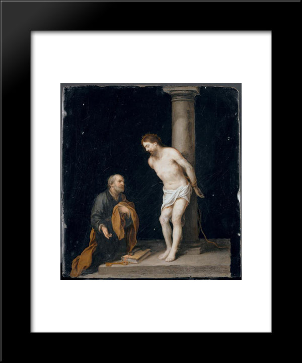 Christ The Column 20x24 Black Modern Wood Framed Art Print Poster by Murillo, Bartolome Esteban