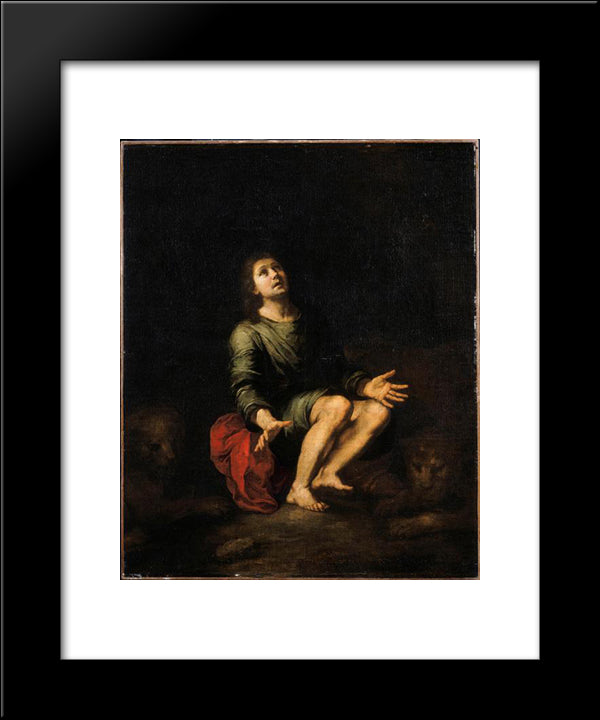 Daniel In The Lions' Den 20x24 Black Modern Wood Framed Art Print Poster by Murillo, Bartolome Esteban
