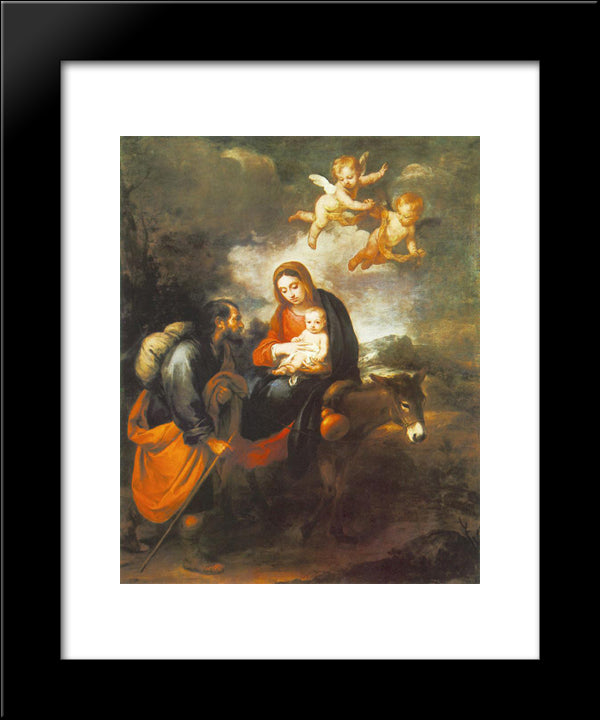 Flight Into Egypt 20x24 Black Modern Wood Framed Art Print Poster by Murillo, Bartolome Esteban