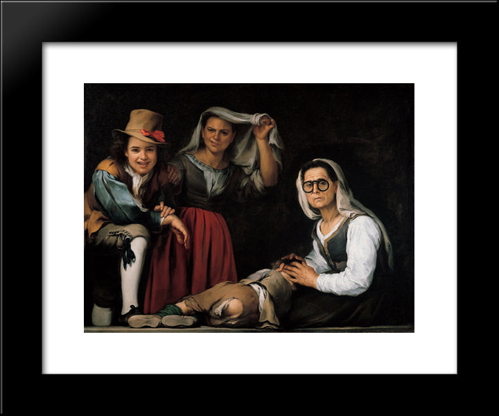 Four Figures On A Step 20x24 Black Modern Wood Framed Art Print Poster by Murillo, Bartolome Esteban