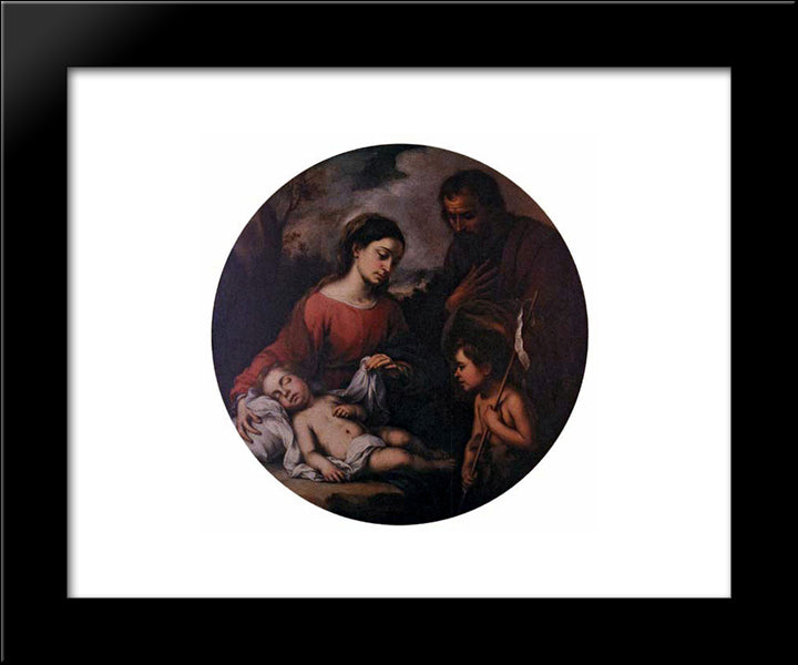 Holy Family With The Infant Saint John 20x24 Black Modern Wood Framed Art Print Poster by Murillo, Bartolome Esteban