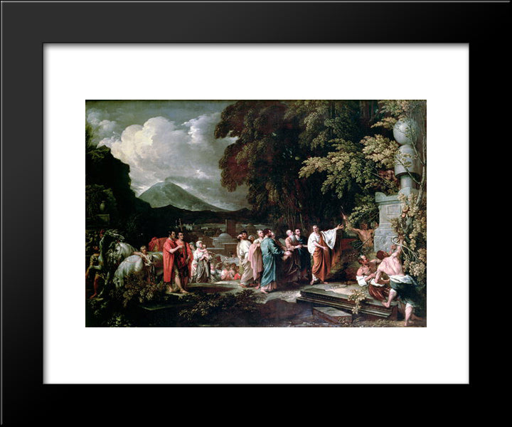 Cicero And The Magistrates Discovering The Tomb Of Archimedes 20x24 Black Modern Wood Framed Art Print Poster by West, Benjamin