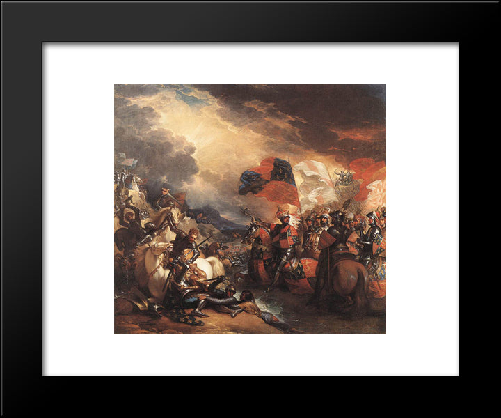 Edward Iii Crossing The Somme 20x24 Black Modern Wood Framed Art Print Poster by West, Benjamin