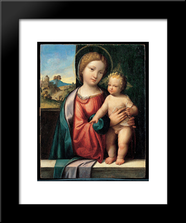 Madonna With The Child 20x24 Black Modern Wood Framed Art Print Poster by Tisi, Benvenuto