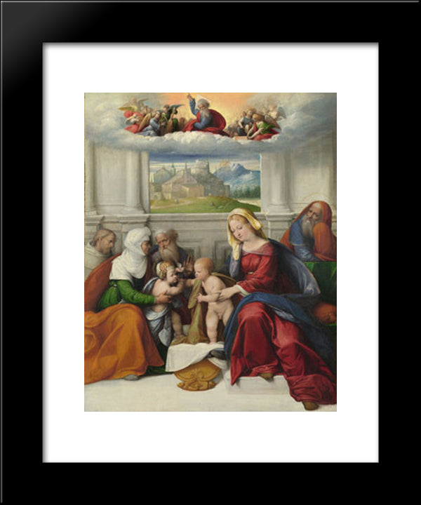 The Holy Family With Saints 20x24 Black Modern Wood Framed Art Print Poster by Tisi, Benvenuto