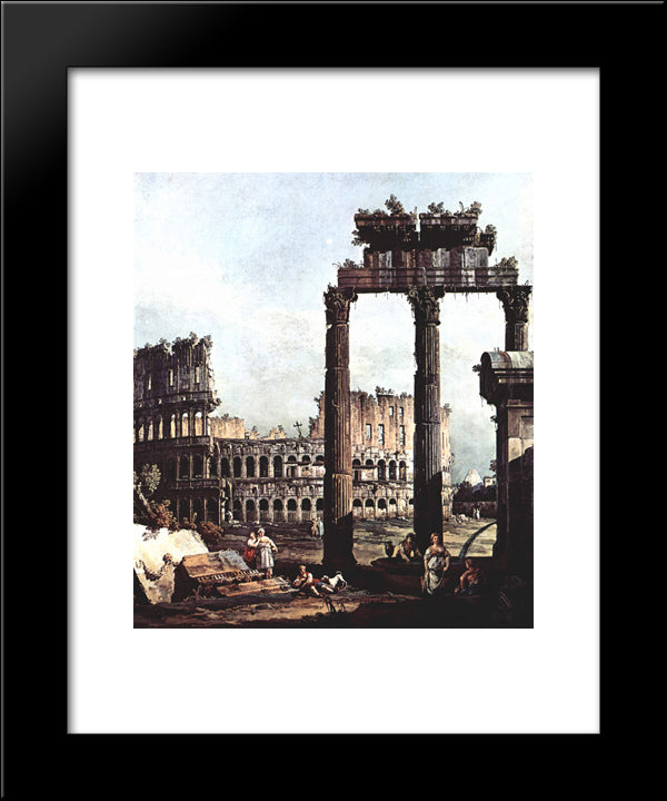 Capriccio With The Colosseum 20x24 Black Modern Wood Framed Art Print Poster by Bellotto, Bernardo