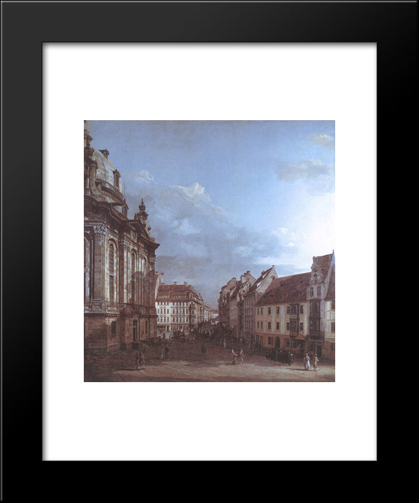 Dresden, The Frauenkirche And The Rampische Gasse 20x24 Black Modern Wood Framed Art Print Poster by Bellotto, Bernardo