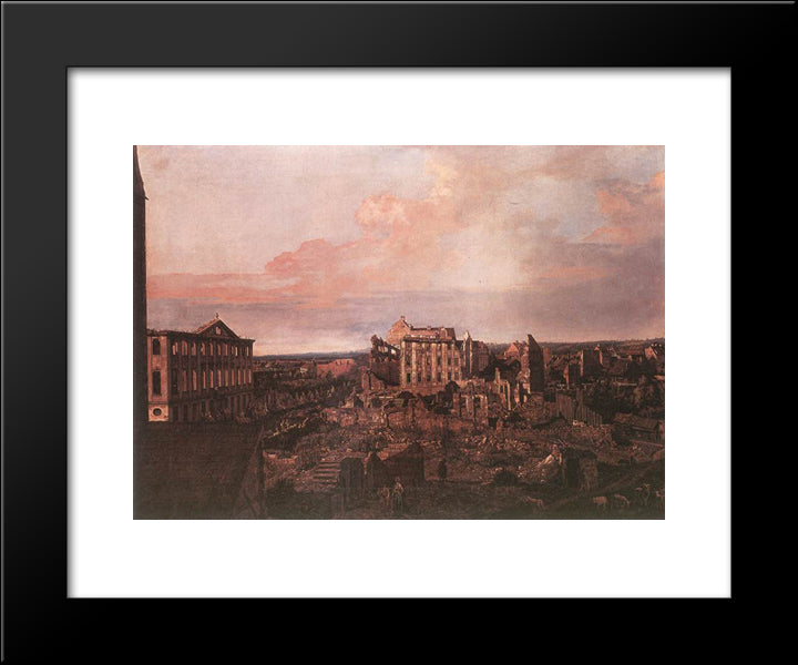 Dresden, The Ruins Of The Pirnaische Vorstadt 20x24 Black Modern Wood Framed Art Print Poster by Bellotto, Bernardo