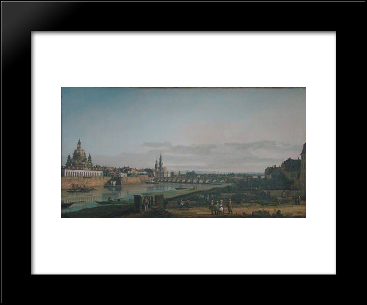 Dresden Seen From Right Bank Of The Elbe, Below The Augustus Bridge 20x24 Black Modern Wood Framed Art Print Poster by Bellotto, Bernardo