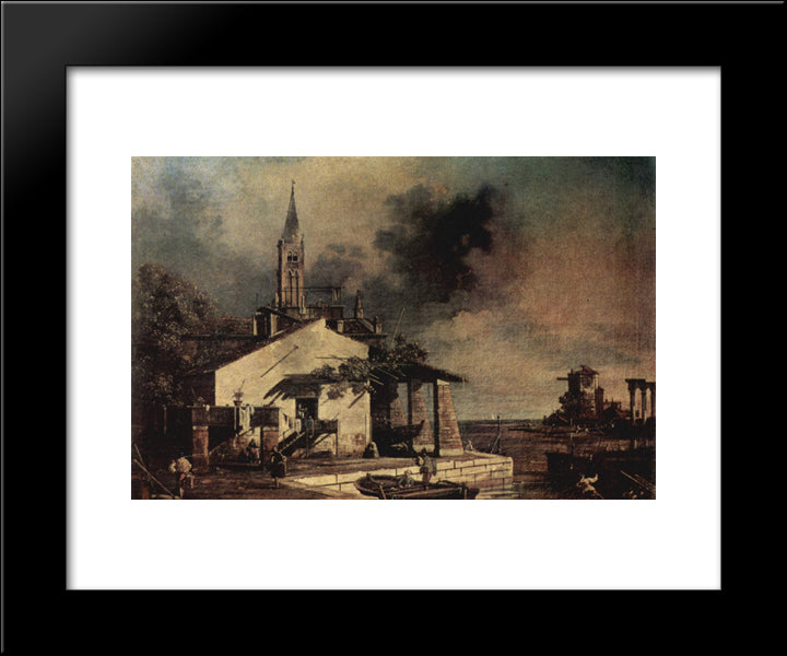 Lagoon Landscape 20x24 Black Modern Wood Framed Art Print Poster by Bellotto, Bernardo