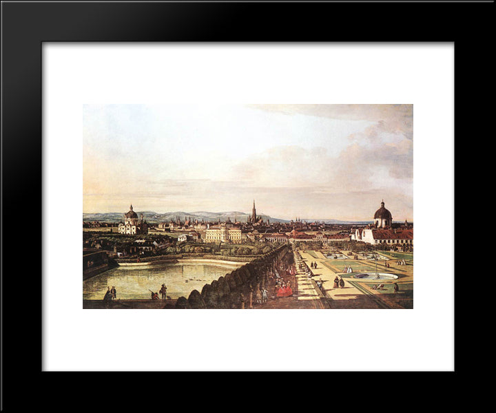 The Belvedere From Gesehen, Vienna 20x24 Black Modern Wood Framed Art Print Poster by Bellotto, Bernardo