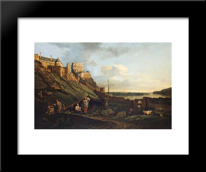 The Ruins Of Thebes On The River March 20x24 Black Modern Wood Framed Art Print Poster by Bellotto, Bernardo
