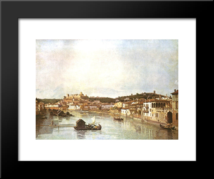 Verona Veduta 20x24 Black Modern Wood Framed Art Print Poster by Bellotto, Bernardo