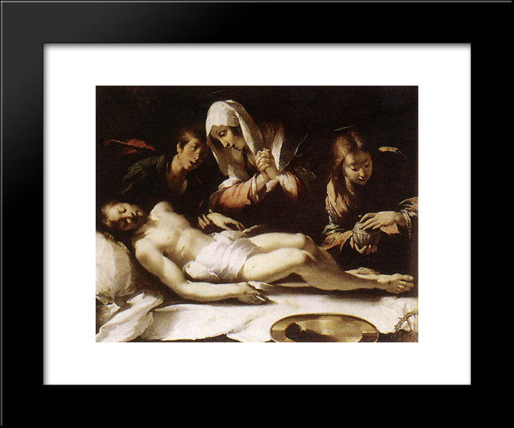 Lamentation Over The Dead Christ 20x24 Black Modern Wood Framed Art Print Poster by Strozzi, Bernardo