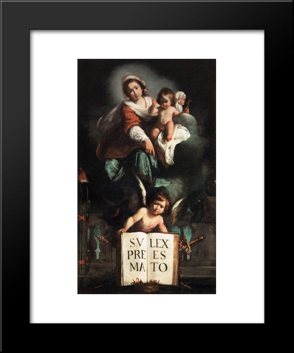 The Madonna Of Justice 20x24 Black Modern Wood Framed Art Print Poster by Strozzi, Bernardo