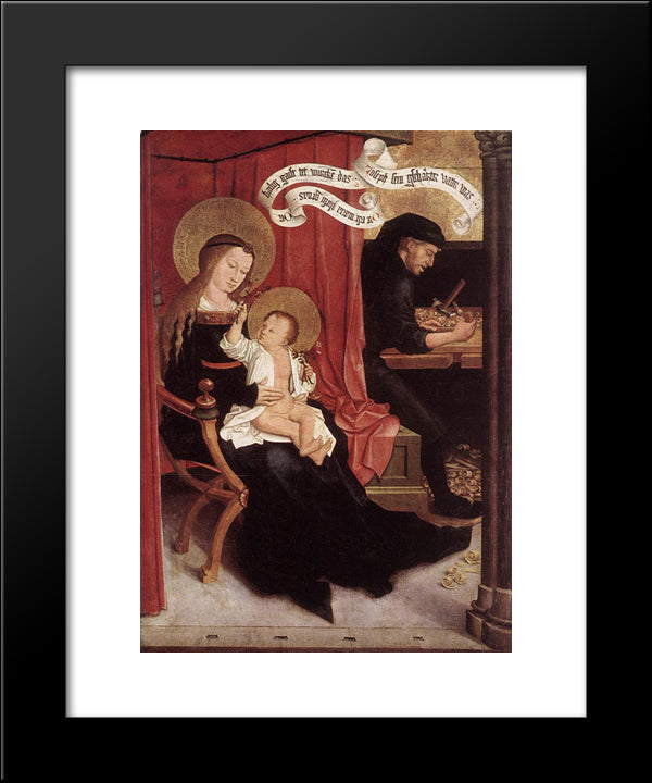 Mary And Joseph With Jesus 20x24 Black Modern Wood Framed Art Print Poster by Strigel, Bernhard